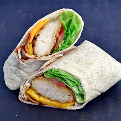 BBQ CHICKEN & PEAMEAL WRAP W/FRIES/ COLESLAW OR GRAVEY/CAN OF POP OR BOTTLE WATER (WED