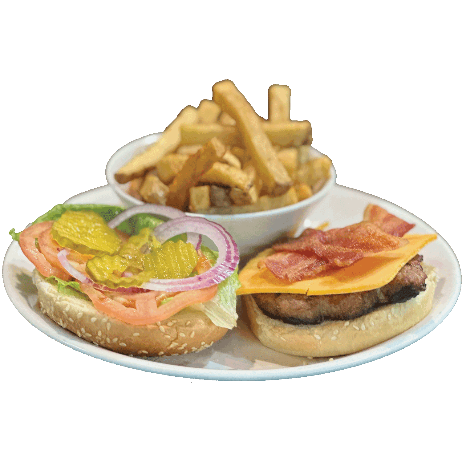 1/4 LBS CHEDDAR BACON BEEF BURGER COMBO W/FRIES, COLESLAW & CAN OF POP