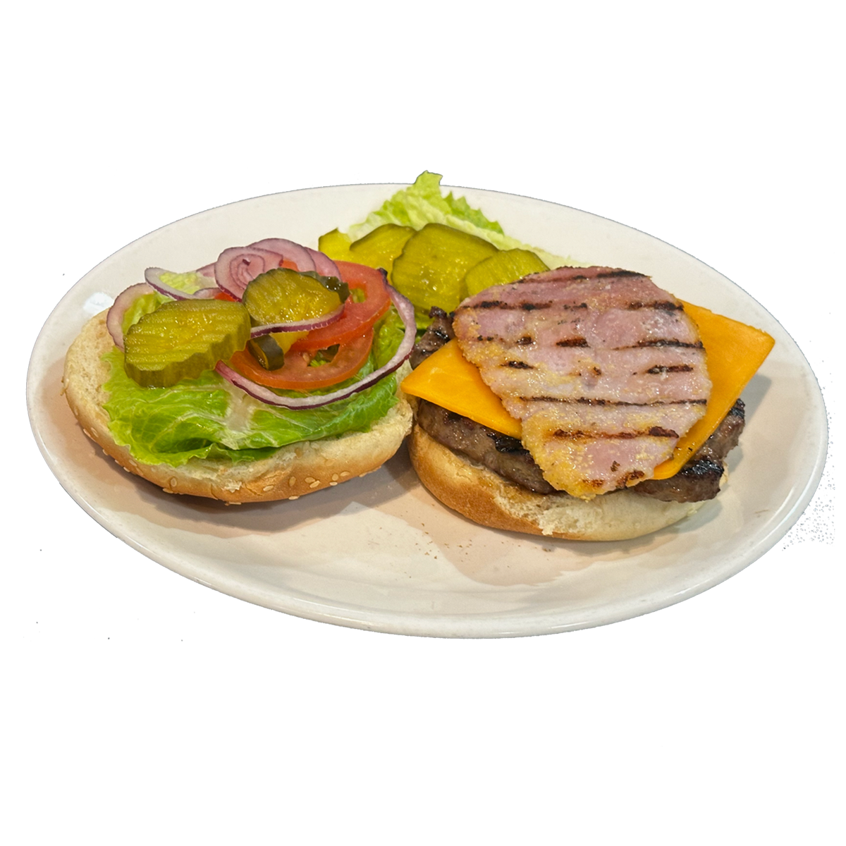 1/4 LBS CHEDDAR & PEAMEAL BEEF BURGER<BR>