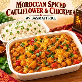 MOROCCAN SPICED CAULIFLOWER & CHICKPEA W/BASMATI RICE  (VEGAN)