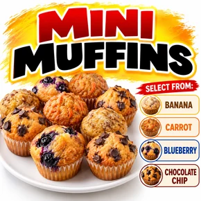 ASSORTED FRESH BAKED MINI MUFFINS (DOZEN)