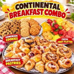 BREAKFAST PACKAGE: FRUIT, PASTRIES & COOKIES